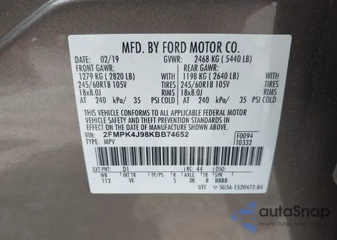 2019 Ford Edge Sel z USA, uszkodzony, nr VIN 2FMPK4J98KBB74652